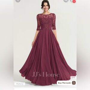 A-line Elegant Mulberry Lace Evening Gown